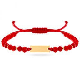 Prima bratarica a nou nascutului cu placuta personalizabila din aur 14k + bile