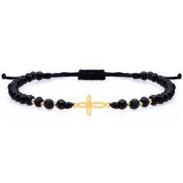 Bratara cu snur si cruciulita din aur 14k + bilute