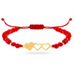 Bratara Love cu snur si inimioare personalizabile din aur 14k + bile