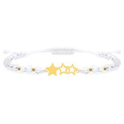 Bratara cu snur si stelute personalizabile din aur 14k + bile