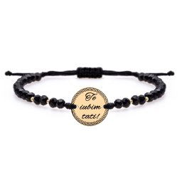 Bratara te iubim tati cu snur si disc 16mm din aur 14k + bilute