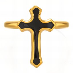 Inel reglabil Cruciulita din Inox placat cu AUR 18K