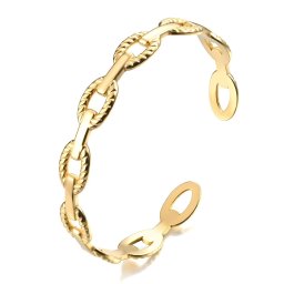Bratara Fixa Monak 4 din Inox placata cu AUR 18K