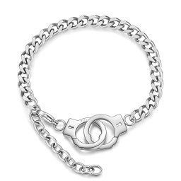 Bratara Handcuffs din Inox placat cu AUR Alb 18K