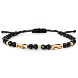 Bratara Family Link cu Onix si elemente din aur 14K personalizabile