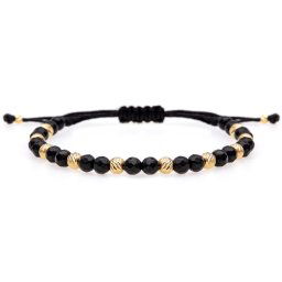 Bratara Black Mirage cu Onix si bile din aur 14K