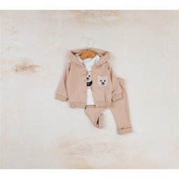 Set 3 Piese Baieti Little Bear Adventure - Alb si Bej