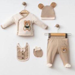 Set 5 Piese Baietei Toy Bear -100% Bumbac