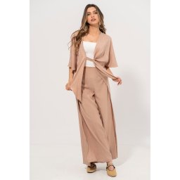 Pantaloni din rayon shine cu croi amplu FIORELA, Hermosa, cafeniu