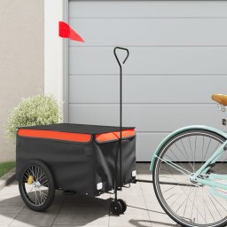 Remorca pentru biciclete negru/portocaliu, 30 kg, fier GartenMobel Dekor