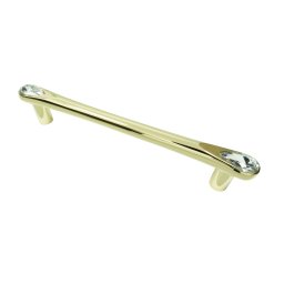 Maner metalic pentru mobilier, model Hiram, distanta dintre gauri = 128 mm, finisaj auriu lucios/transparent
