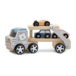 Trailer auto din lemn cu masinute