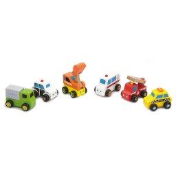 Set 6 mini masinute din lemn