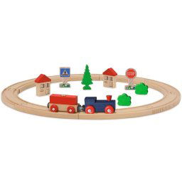 Set trenulet din lemn cu sina circulara si accesorii Eichhorn