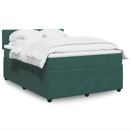 Pat box spring cu saltea, verde închis, 140x190 cm, catifea GartenMobel Dekor