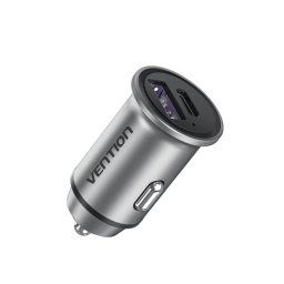 Incarcator SmartPhone Auto Vention Two-Port USB A+A(30+30) Car Charger Gray Mini Style Aluminium Alloy Type