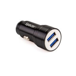 Alimentator auto Spacer Fast Charge 17W 5V/3.1A max putere totala 17W 2 x USB pentru bricheta auto, Negru