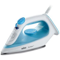Fier de calcat cu aburi Braun TexStyle 1, 2000W, 200 ml, talpa SuperCeramic, Alb/Albastru