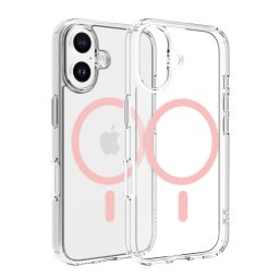 Husa transparenta Dviced pentru iPhone 16, MagSafe, roz