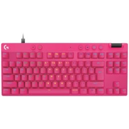 Tastatura mecanica gaming Logitech PRO X TKL RAPID, Cu fir, RGB, Magenta, 920-013253