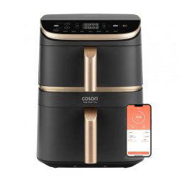 Friteuza dubla Cosori Turbo Tower Pro CAF-DC123S, 2630W, 10.8 L, 30-230°C, 7 programe, Sync, Smart, Negru/șampanie