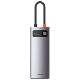 BASEUS Metal Gleam Series 6 az 1-ben hub USB-C - 3x USB 3.0 + HDMI + USB-C PD + Ethernet RJ45