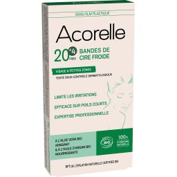 Benzi epilatoare BIO pentru fata si zonele mici, cu ceara rece si aloe vera Acorelle