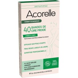 Benzi epilatoare BIO pentru corp, cu ceara rece si aloe vera(format mare) Acorelle