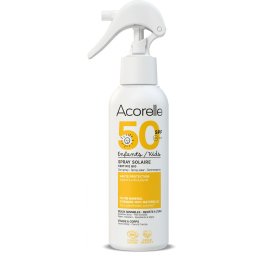 Spray BIO protectie solara fata si corp pentru copii SPF50, cu ulei de karanja si propolis Acorelle
