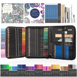 Set creioane pentru desen, schite, 100 piese colorate cu carti de colorat