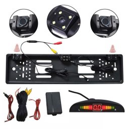 Set senzori de parcare cu display si camera marsarier pe suport numar