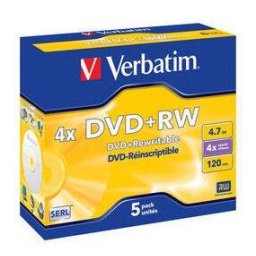 Pachet cu discuri pentru stocarea de informatii DVD+RW 4x 4.7GB , 5 bucati , argintiu