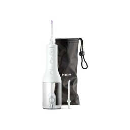 Irigator oral Aparat de curatare interdentara tehnologie QuadStream, 2 capete de curatare, 2 moduri de curatare, 3 niveluri de intensitate, husa, Alb