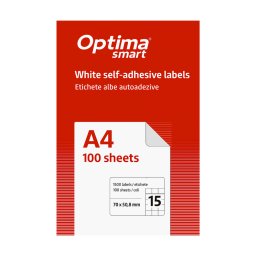 Accesorii birotica Etichete albe autoadezive 15/A4, 70 x 50,8 mm, 100 coli/top, Optima Smart