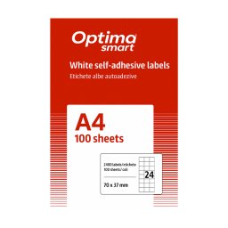 Accesorii birotica Etichete albe autoadezive 24/A4, 70 x 37 mm, 100 coli/top, Optima Smart