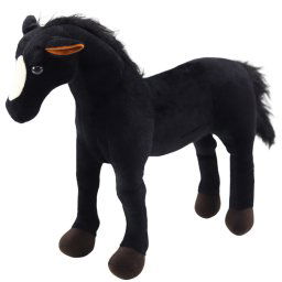 Jucărie de pluș cal de pluș mascotă jucărie de pluș neagră 40cm x 37cm