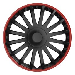 Capac auto din cristal negru, 16" inch, negru și roșu (negru cu bordură roșie)