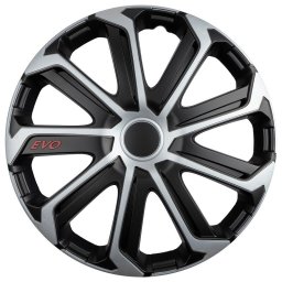 Capac roată auto Evo negru și argintiu 14" inch