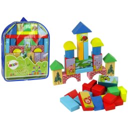 Set de blocuri de lemn cu animale - Castel într-un rucsac