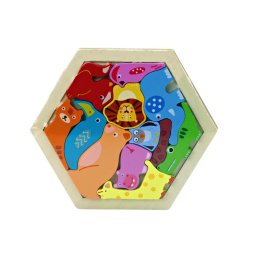 Puzzle Animale Puzzle Blocuri de lemn Colorate 12 buc.