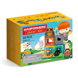 Set de blocuri magnetice oraș - bancă 22 piese