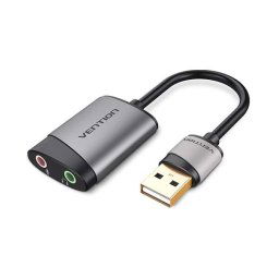 Placa de sunet PLACI de SUNET Vention USB External Sound Card 0.15M Gray Metal Type, "CDKHB" (timbru verde 0.08 lei)