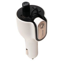Modulator FM MODULATOR AUTO FM SPACER cu casca Bluetooth 5.0, 1xUSB QC3.0 + Type-C; 1xUSB max. 5V/3.1A, earphone 30mAh, 12V-24V, max. 10-15m, mic max. 0-2m, format MP3/WMA, 206 canale 87.5-108Mhz, USB disk, white, "SPFM-HS1-QC" (timbru verde 0.18 lei)