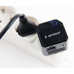 Placa de retea REPETER GEMBIRD, wireless, port RJ45, max. 300 Mbps, suport AP mode, negru, "WNP-RP300-03-BK" (timbru verde 0.18 lei)