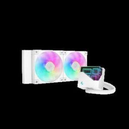 DeepCool "LT 240ARGB", skt. Intel si AMD, racire cu lichid, 2 x 120mm, 600 - 2400 RPM, iluminare RGB, alb "R-LT240-WHAMNC-G-1" (timbru verde 2.00 lei)