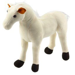 Jucărie de pluș cal de pluș mascotă jucărie de pluș albă 40cm x 37cm