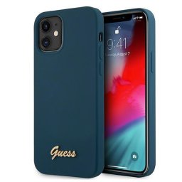 Husa Guess GUHCP12SLSLMGBL iPhone 12 mini 5.4" blue/blue hardcase Metal Logo Script