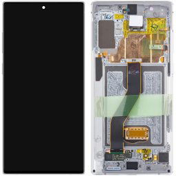 Piese si componente Display - Touchscreen Samsung Galaxy Note 10 Plus N975 / Note 10+ 5G N976, Cu rama, Alb (Aura White), Service Pack GH82-20838B