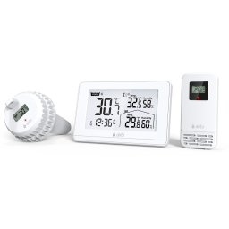 Termometru si higrometru digital de camera, cu senzori wireless pentru exterior si pentru apa din piscina, lumina de fundal, airbi pool bi1021