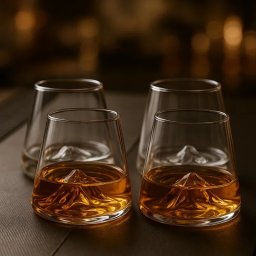 Set 4 pahare de bere cu munte, din sticla borosilicata 250ml, Varful Berarilor